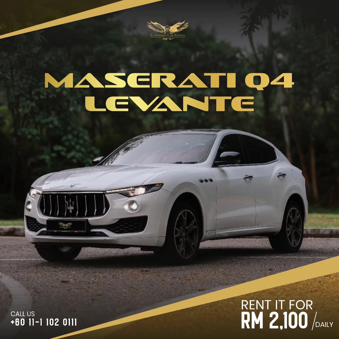 2022 Maserati Levante available for luxury car rental in Kuala Lumpur — SUV class on the published rate sheet